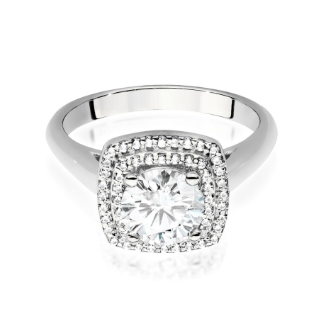 Przejdź do produktu Pierścionek zaręczynowy z białego złota z centralnym diamentem 1,00ct Fire Of Love 