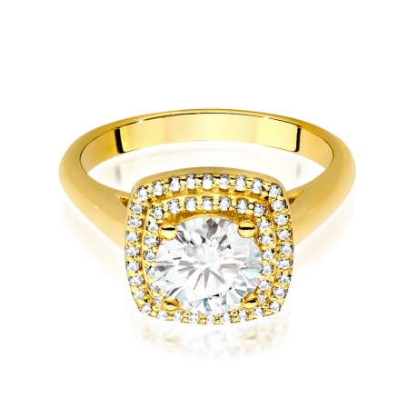 Przejdź do produktu Pierścionek zaręczynowy z żółtego złota z centralnym diamentem 1,00ct Fire Of Love
