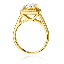 Pierścionek zaręczynowy z żółtego złota z centralnym diamentem 1,00ct Fire Of Love