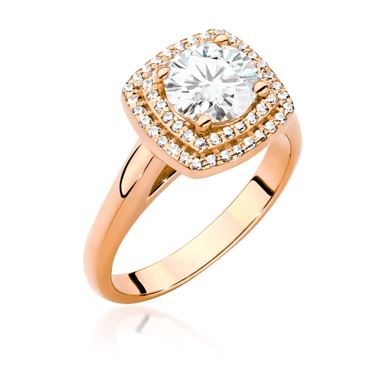 Pierścionek zaręczynowy z różowego złota z centralnym diamentem 1,00ct Fire Of Love