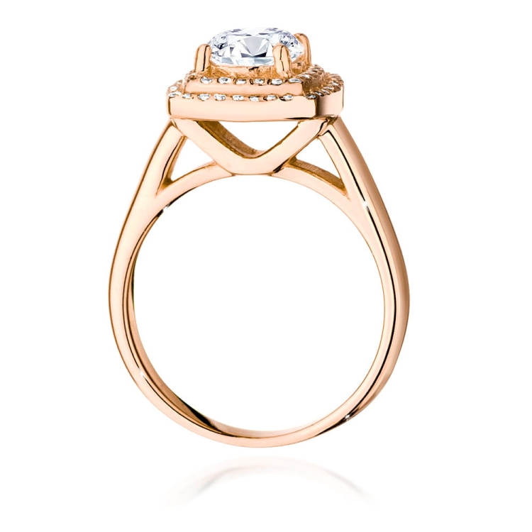 Pierścionek zaręczynowy z różowego złota z centralnym diamentem 1,00ct Fire Of Love