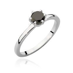 Pierścionek zaręczynowy z białego złota z czarnym diamentem 0,60ct Paris Love