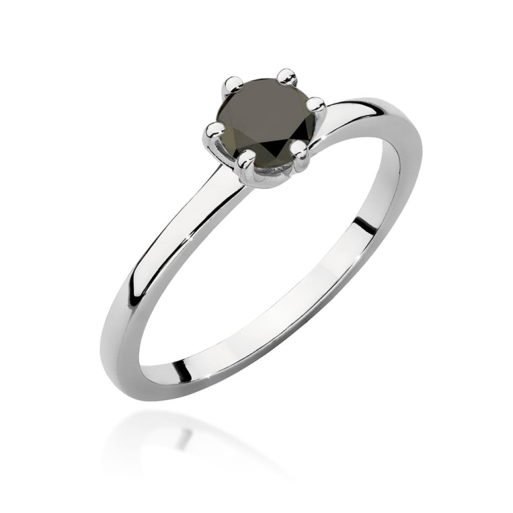 Pierścionek zaręczynowy z białego złota z czarnym diamentem 0,60ct Paris Love