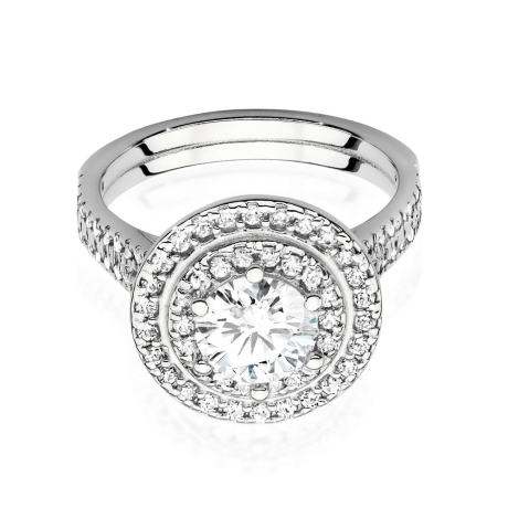 Przejdź do produktu Pierścionek zaręczynowy z białego złota z centralnym diamentem 0,70ct Fire Of Love 