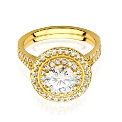 Pierścionek zaręczynowy z żółtego złota z centralnym diamentem 1,00ct Fire Of Love