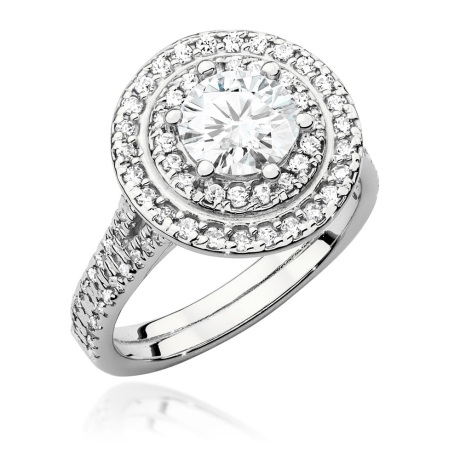 Przejdź do produktu Pierścionek zaręczynowy z białego złota z centralnym diamentem 1,00ct Fire Of Love
