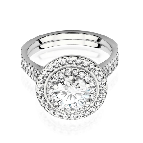 Przejdź do produktu Pierścionek zaręczynowy z białego złota z centralnym diamentem 1,00ct Fire Of Love