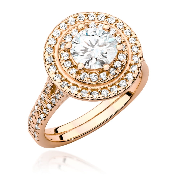 Pierścionek zaręczynowy z różowego złota z centralnym diamentem 1,00ct Fire Of Love