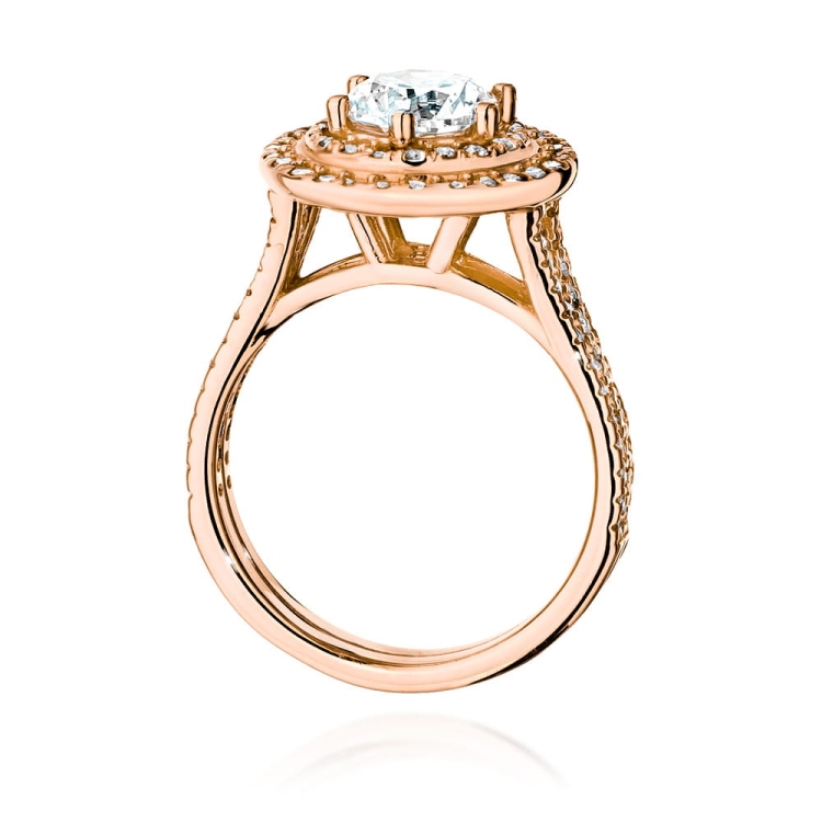 Pierścionek zaręczynowy z różowego złota z centralnym diamentem 1,00ct Fire Of Love