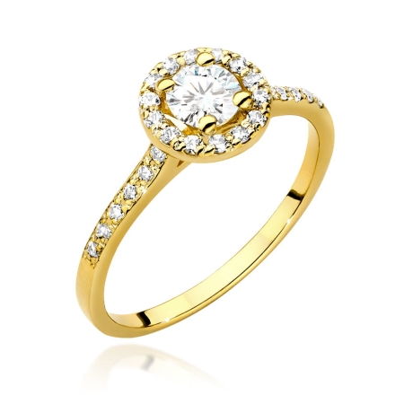 Przejdź do produktu Pierścionek zaręczynowy z żółtego złota z diamentem 0,40ct i bocznymi diamencikami Fire Of Love