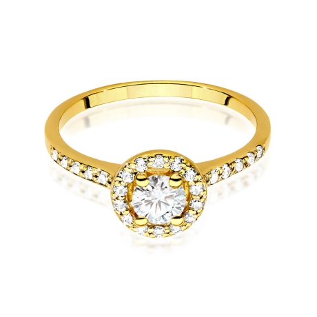 Przejdź do produktu Pierścionek zaręczynowy z żółtego złota z diamentem 0,40ct i bocznymi diamencikami Fire Of Love