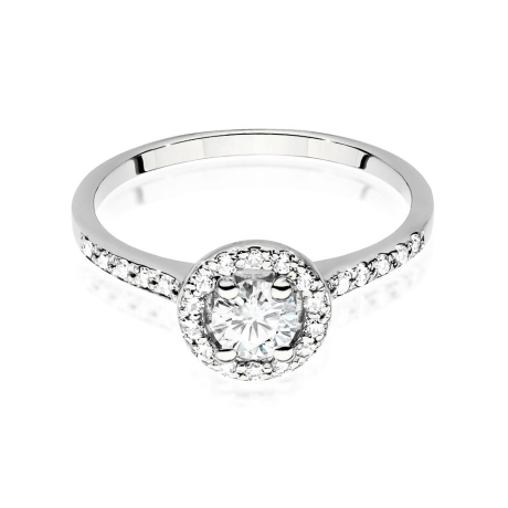 Przejdź do produktu Pierścionek zaręczynowy z białego złota z diamentem 0,40ct i bocznymi diamencikami Fire Of Love
