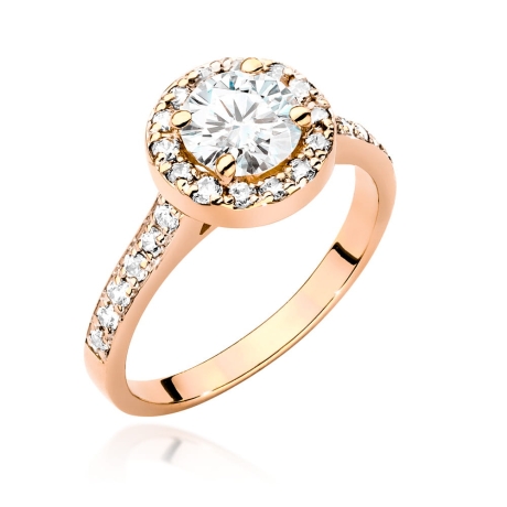 Przejdź do produktu Pierścionek zaręczynowy z różowego złota z diamentem 0,70ct i bocznymi diamencikami Fire Of Love