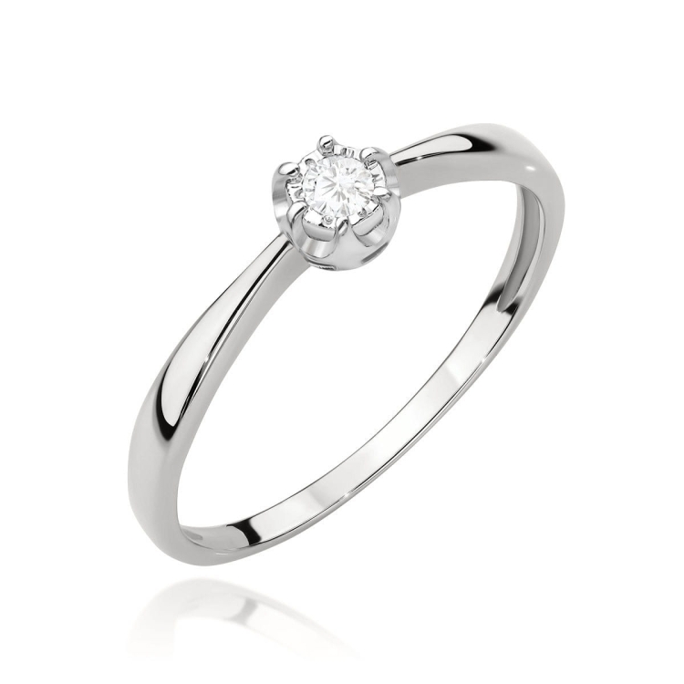 Pierścionek zaręczynowy z białego złota z diamentem 0,06ct Fire Of Love