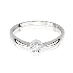 Pierścionek zaręczynowy z białego złota z diamentem 0,06ct Fire Of Love