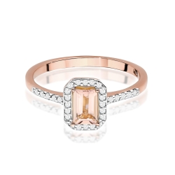 Pierścionek zaręczynowy z różowego złota z morganitem i diamentami 0,19ct Fire Of Love