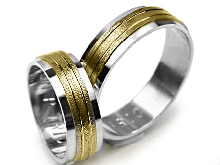 Obrączki ślubne dwukolorowe płaskie 6mm Premium P-TRIO-k