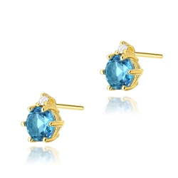 Kolczyki z żółtego złota 585 z topazem i diamentami 0,03ct The Diamonds