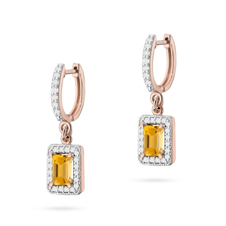Przejdź do produktu Kolczyki z różowego złota 585 z cytrynem i diamentami 0,34ct The Diamonds 