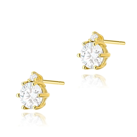 Przejdź do produktu Kolczyki z żółtego złota 585 z białym szafirem i diamentami 0,03ct The Diamonds 