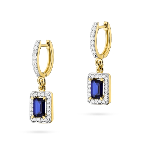Przejdź do produktu Kolczyki z żółtego złota 585 z szafirem i diamentami 0,34ct The Diamonds 