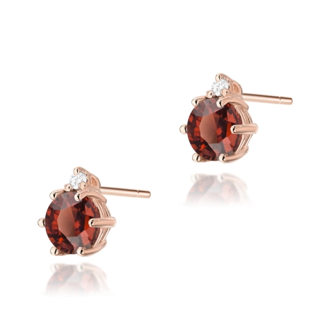 Przejdź do produktu Kolczyki z różowego złota 585 z granatem i diamentami 0,03ct The Diamonds