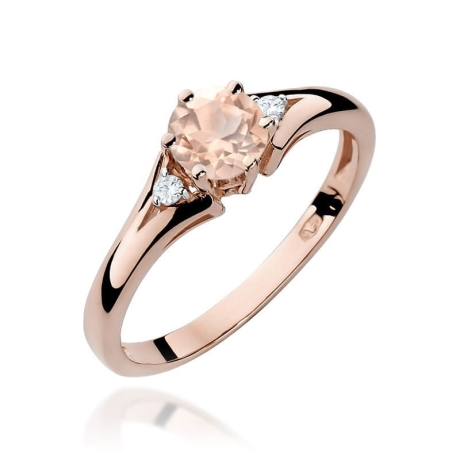 Przejdź do produktu Pierścionek zaręczynowy z różowego złota z morganitem i diamentami 0,03ct Fire Of Love 