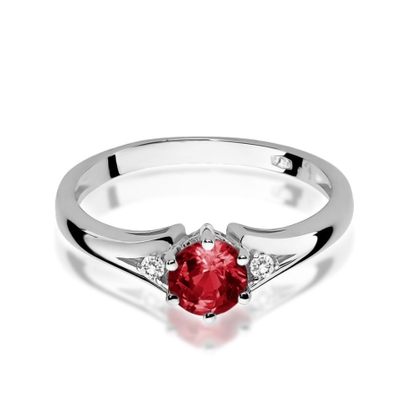 Przejdź do produktu Pierścionek zaręczynowy z białego złota z granatem i diamentami 0,03ct Fire Of Love