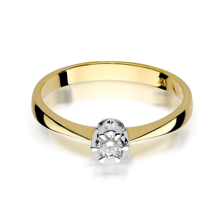 Przejdź do produktu Pierścionek zaręczynowy z żółtego złota z diamentem 0,10ct Fire Of Love 