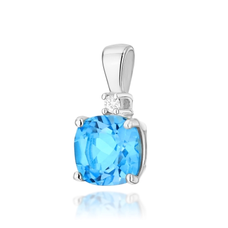 Przejdź do produktu Zawieszka do łańcuszka z białego złota z topazem i brylantem 0,0145ct The Diamonds