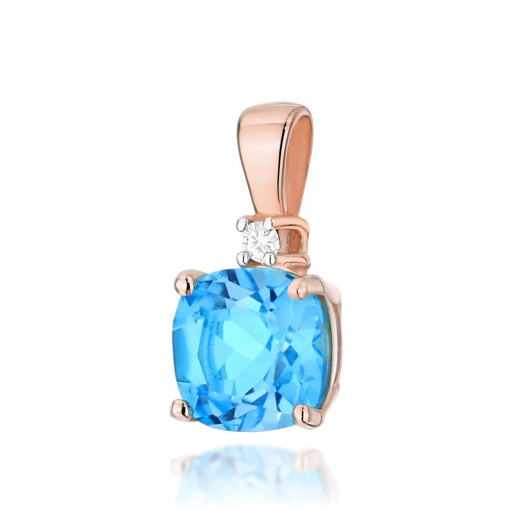 Zawieszka do łańcuszka z różowego złota z topazem i brylantem 0,0145ct The Diamonds