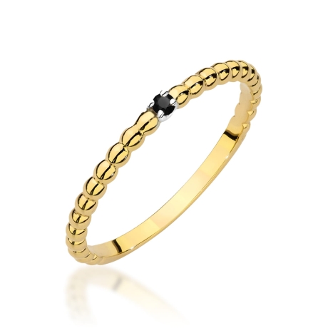 Przejdź do produktu Pierścionek zaręczynowy z żółtego złota z czarnym diamentem 0,02ct Fire Of Love