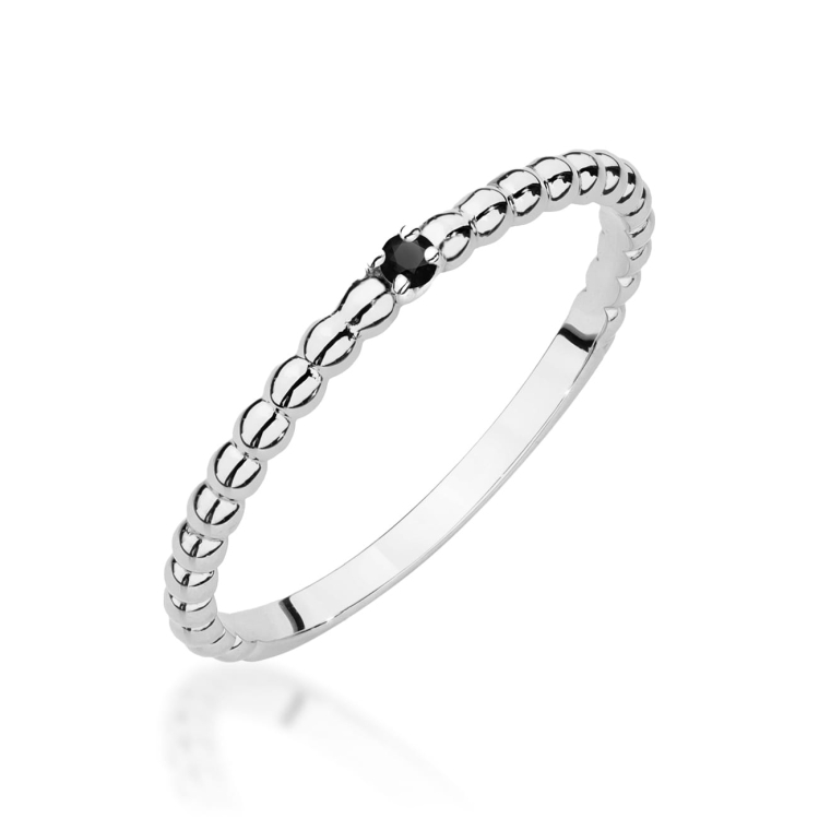 Pierścionek zaręczynowy z białego złota z czarnym diamentem 0,02ct Fire Of Love