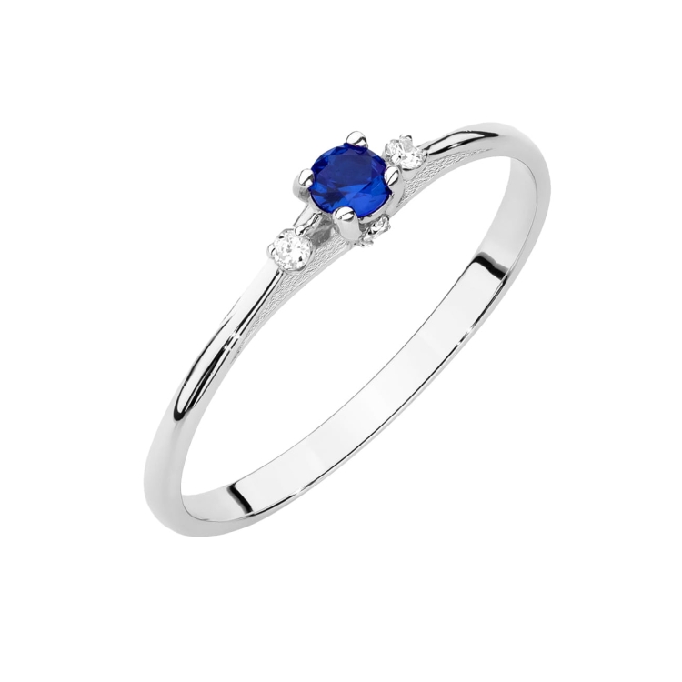 Pierścionek zaręczynowy z białego złota z szafirem i diamentami 0,05ct Fire Of Love