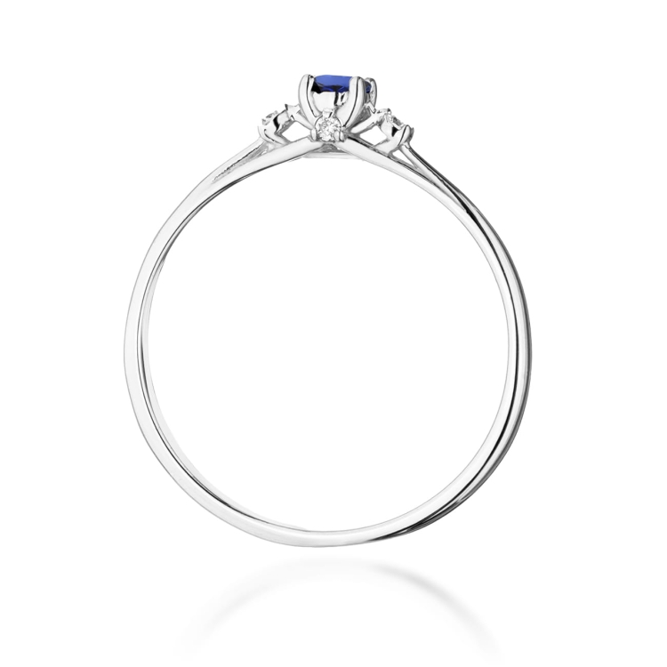 Pierścionek zaręczynowy z białego złota z szafirem i diamentami 0,05ct Fire Of Love