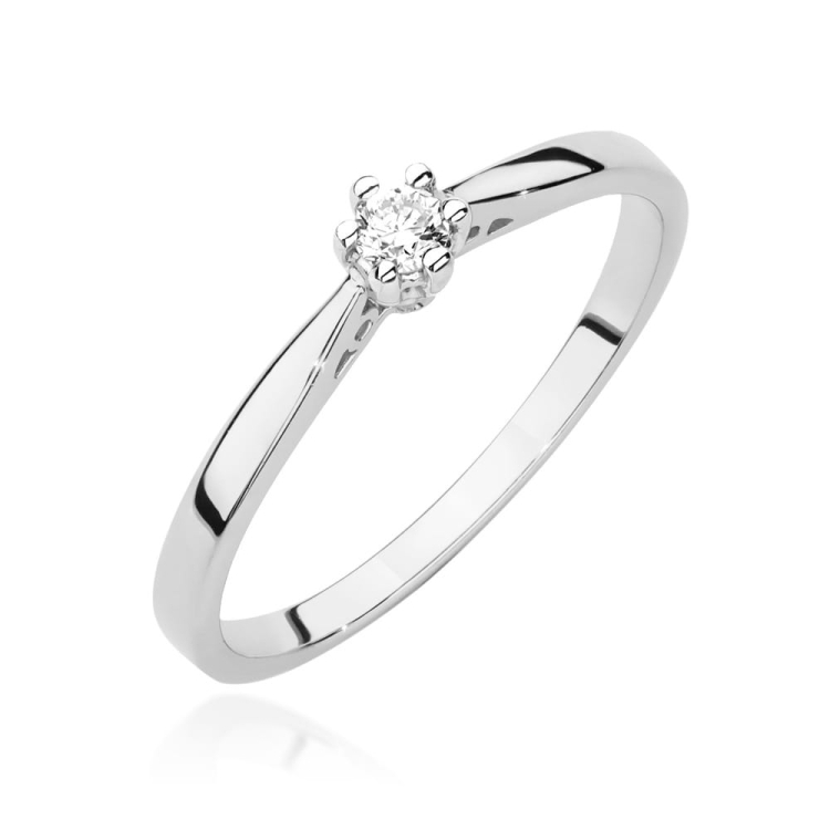 Pierścionek zaręczynowy z białego złota z diamentem 0,08ct Fire Of Love