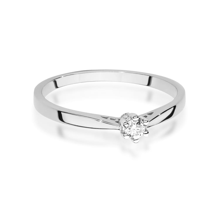 Pierścionek zaręczynowy z białego złota z diamentem 0,08ct Fire Of Love