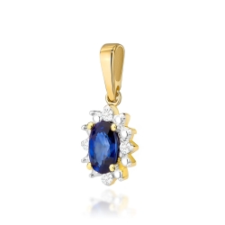 Zawieszka z żółtego złota 585 z szafirem i diamentami 0,02ct The Diamonds