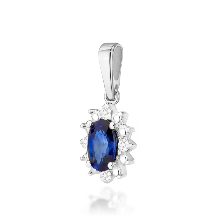 Zawieszka z białego złota 585 z szafirem i diamentami 0,02ct The Diamonds