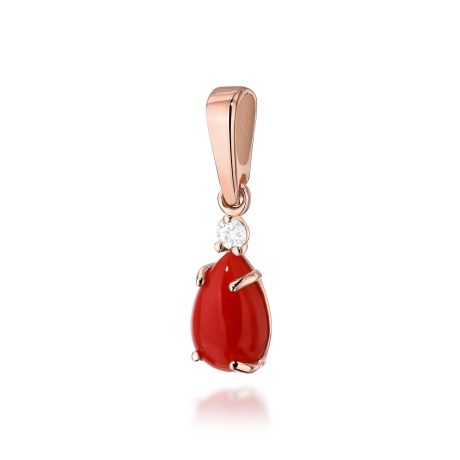 Przejdź do produktu Zawieszka z różowego złota 585 z koralem i diamentem 0,03ct The Diamonds