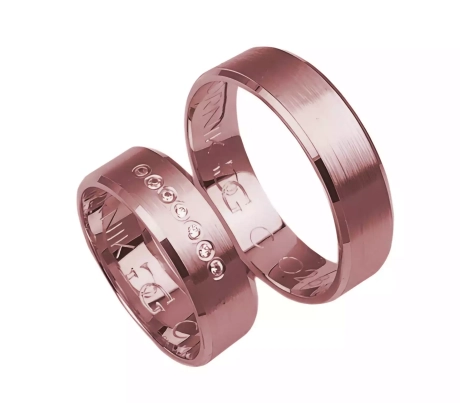Przejdź do produktu Fazowane obrączki ślubne z różowego złota 6mm Classic C028