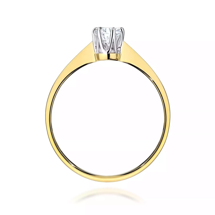 Pierścionek z żółtego złota, diament laboratoryjny 0,20ct