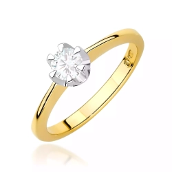 Pierścionek z żółtego złota, diament laboratoryjny 0,40ct