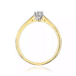Pierścionek z żółtego złota, diament laboratoryjny 0,10ct