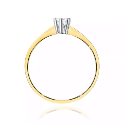 Pierścionek z żółtego złota, diament laboratoryjny 0,15ct