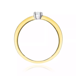 Pierścionek z żółtego złota, diament laboratoryjny centralny 0,08ct