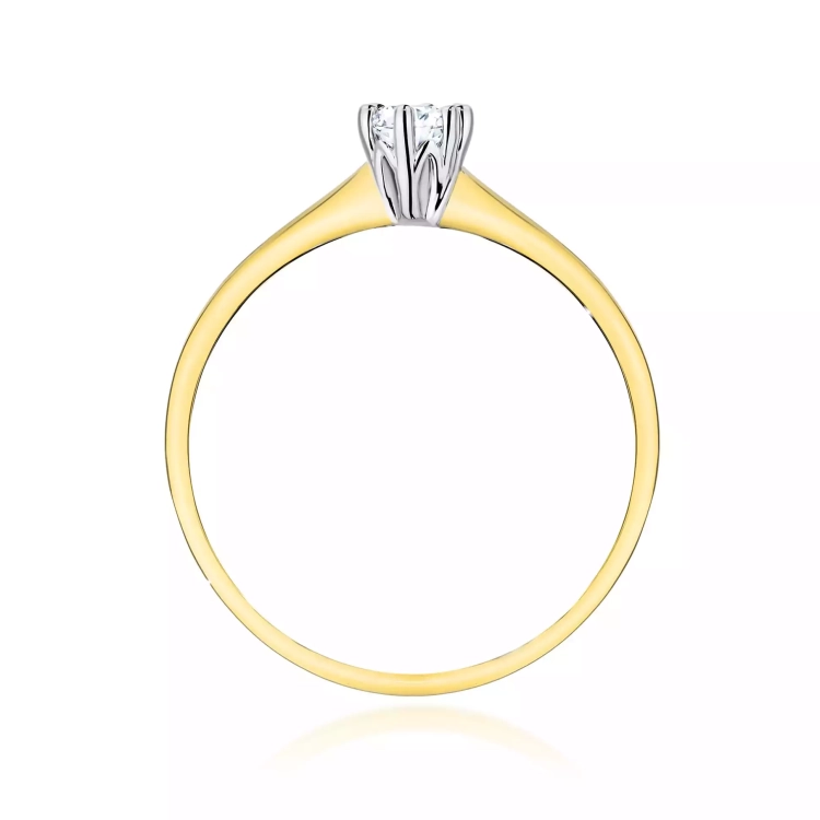 Pierścionek z żółtego złota, diament laboratoryjny 0,20ct
