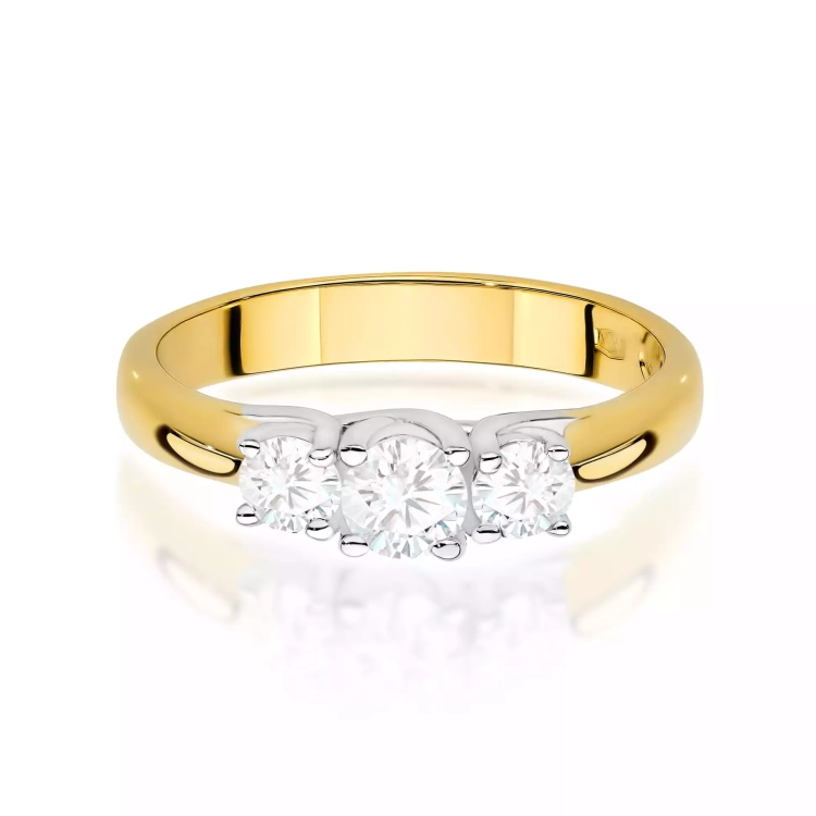 Pierścionek z żółtego złota, diamenty laboratoryjne 0,49ct