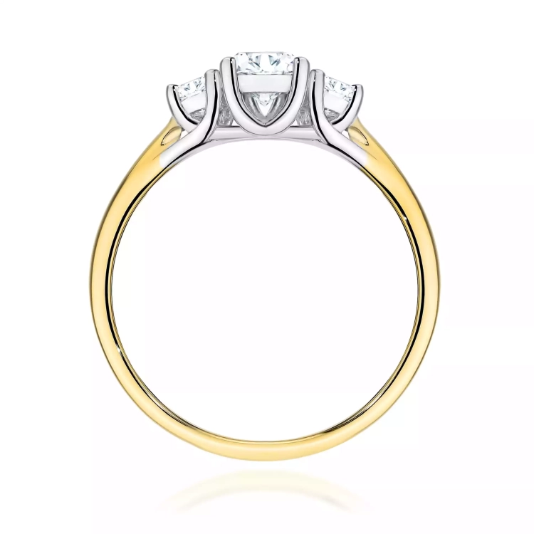 Pierścionek z żółtego złota, diamenty laboratoryjne 0,49ct