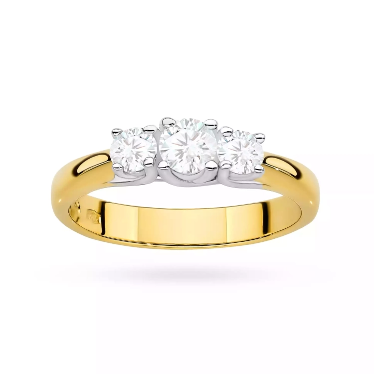 Pierścionek z żółtego złota, diamenty laboratoryjne 0,49ct
